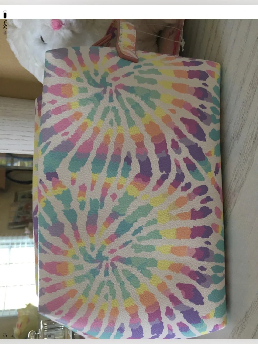 Betsey Johnson Pastel Tie-Dye Loaf Cosmetic Pouch with Heart Logo Accent
